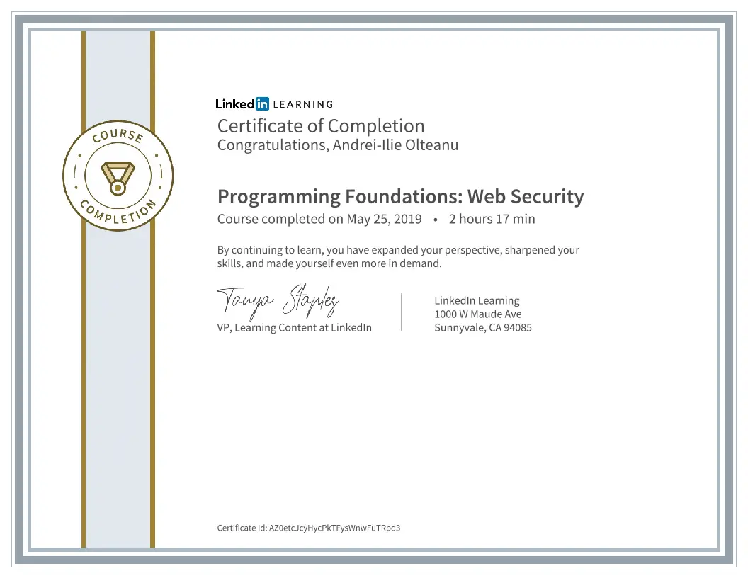 Certificate Programming Foundations Web Security 2 image